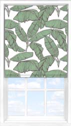 Main display image for Roller Blind product with Jungle Leaf White Blackout fabric